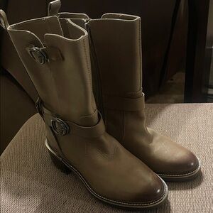Vince Camuto Tan Leather Combat Boots